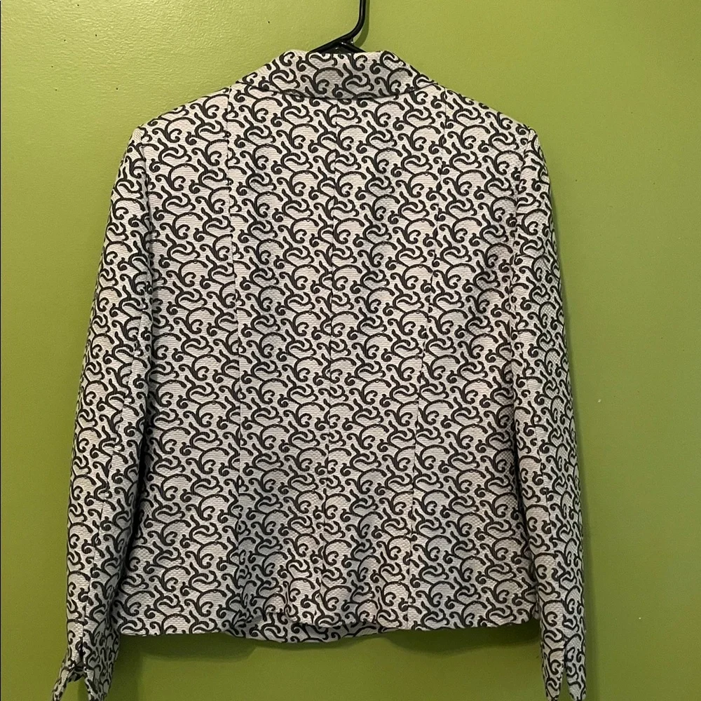Kasper Blazer, white & grey jacquard-style pattern